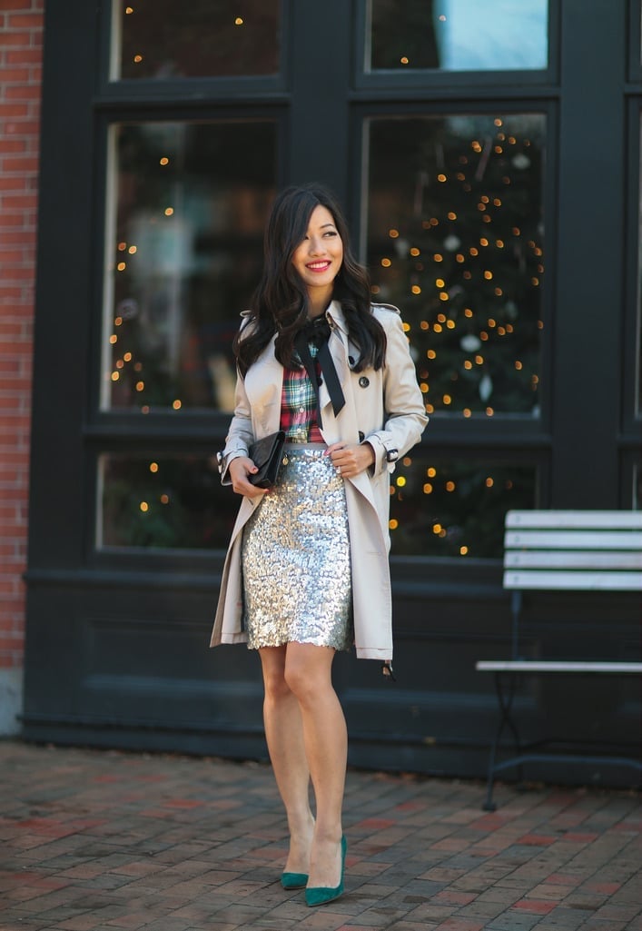 Silver Sequins With Plaid For A Festive Mix — Christmas Party Outfits Casual