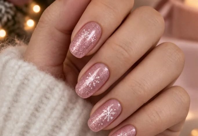 27 Pink Christmas Nail Ideas for a Cute Holiday Manicure