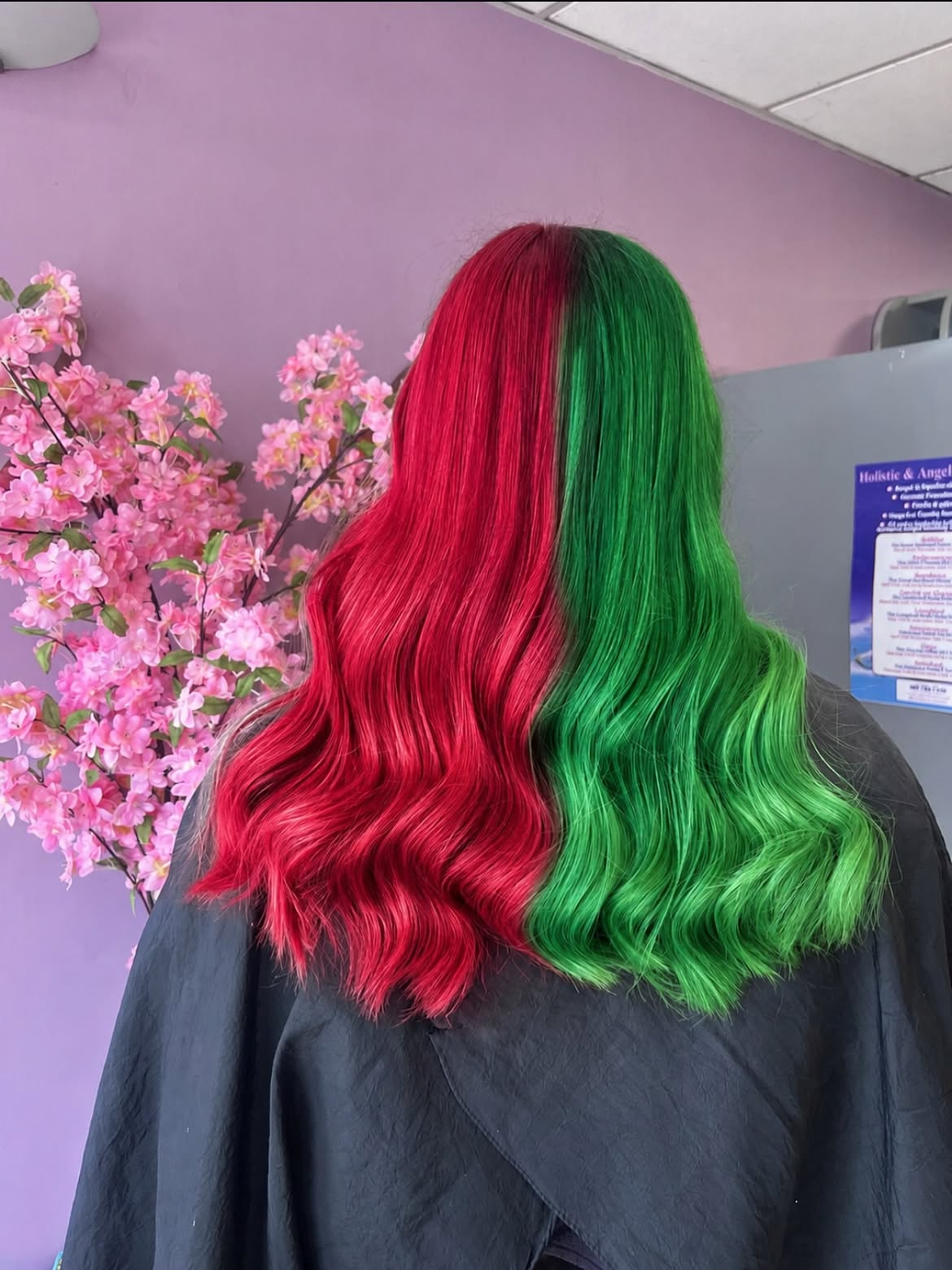Christmas Split Dye: Bold Red & Emerald Green Waves