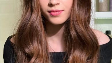 Cinnamon Copper Brown Long Layers with Fringe for Heart-Shaped Faces