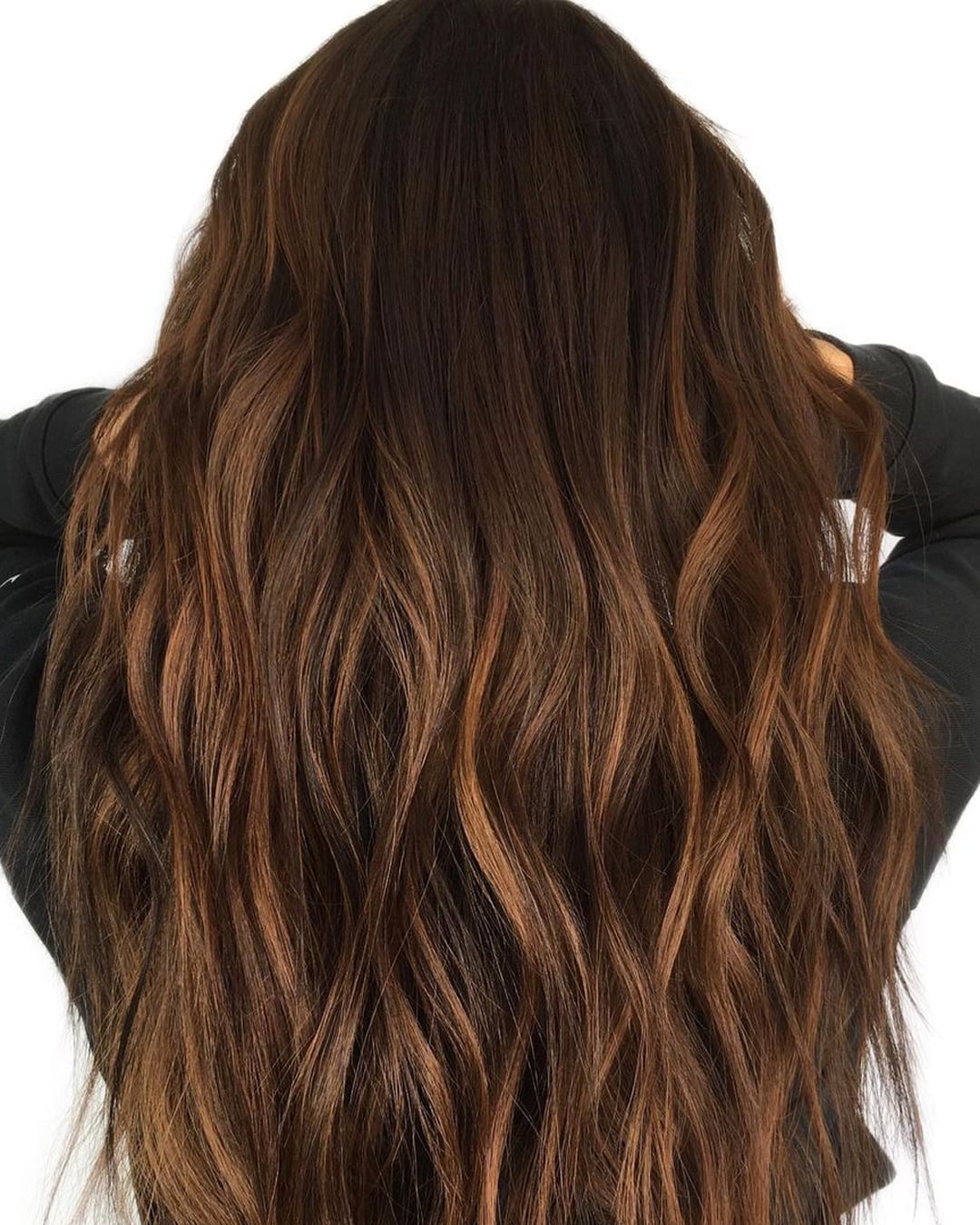Mid-Back Dark Brown With Cinnamon Balayage Mid-Back Dark Brown With Cinnamon Balayage — Cinnamon Hair