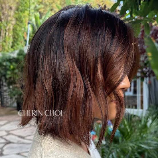 Angled Bob With Wavy Texture Angled Bob With Wavy Texture — Cinnamon Hair