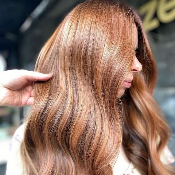 Mid-Back Layers With Curtain Bangs, Close-Up Take Mid-Back Layers With Curtain Bangs, Close-Up Take — Cinnamon Hair