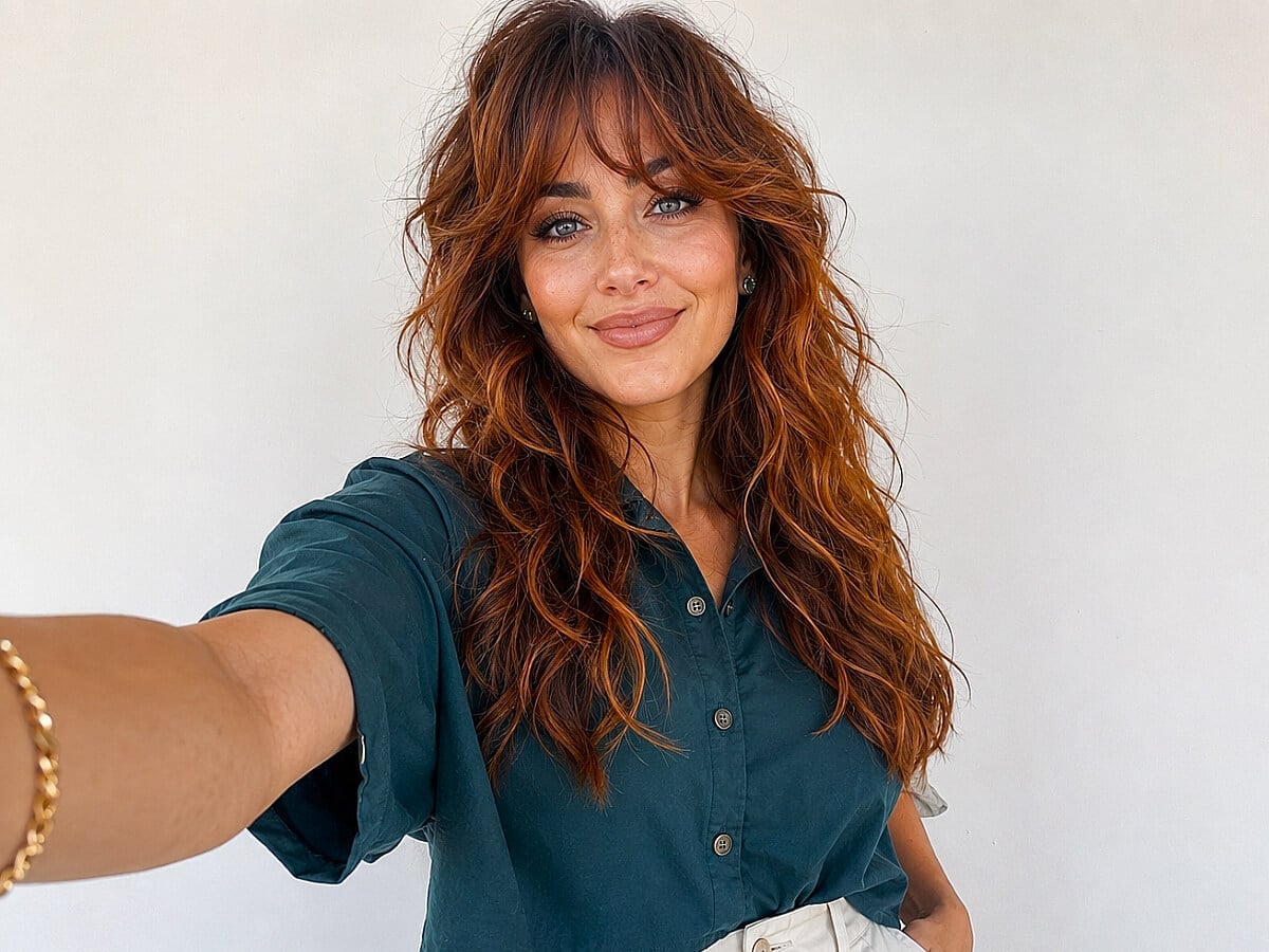 Medium Length Cinnamon Brown With Highlights Medium Length Cinnamon Brown With Highlights — Cinnamon Hair Color