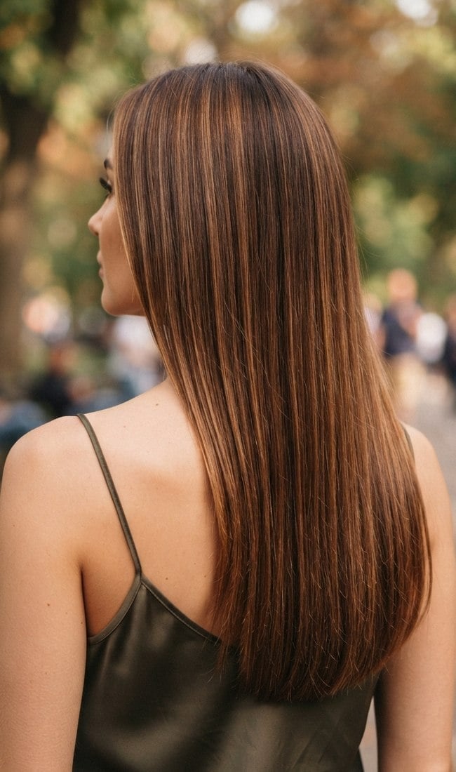 Brown Hair With Subtle Cinnamon Highlights Brown Hair With Subtle Cinnamon Highlights — Cinnamon Hair Color