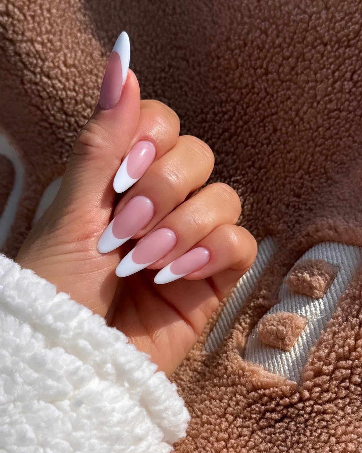 Classic Almond French Tip Winter Nails