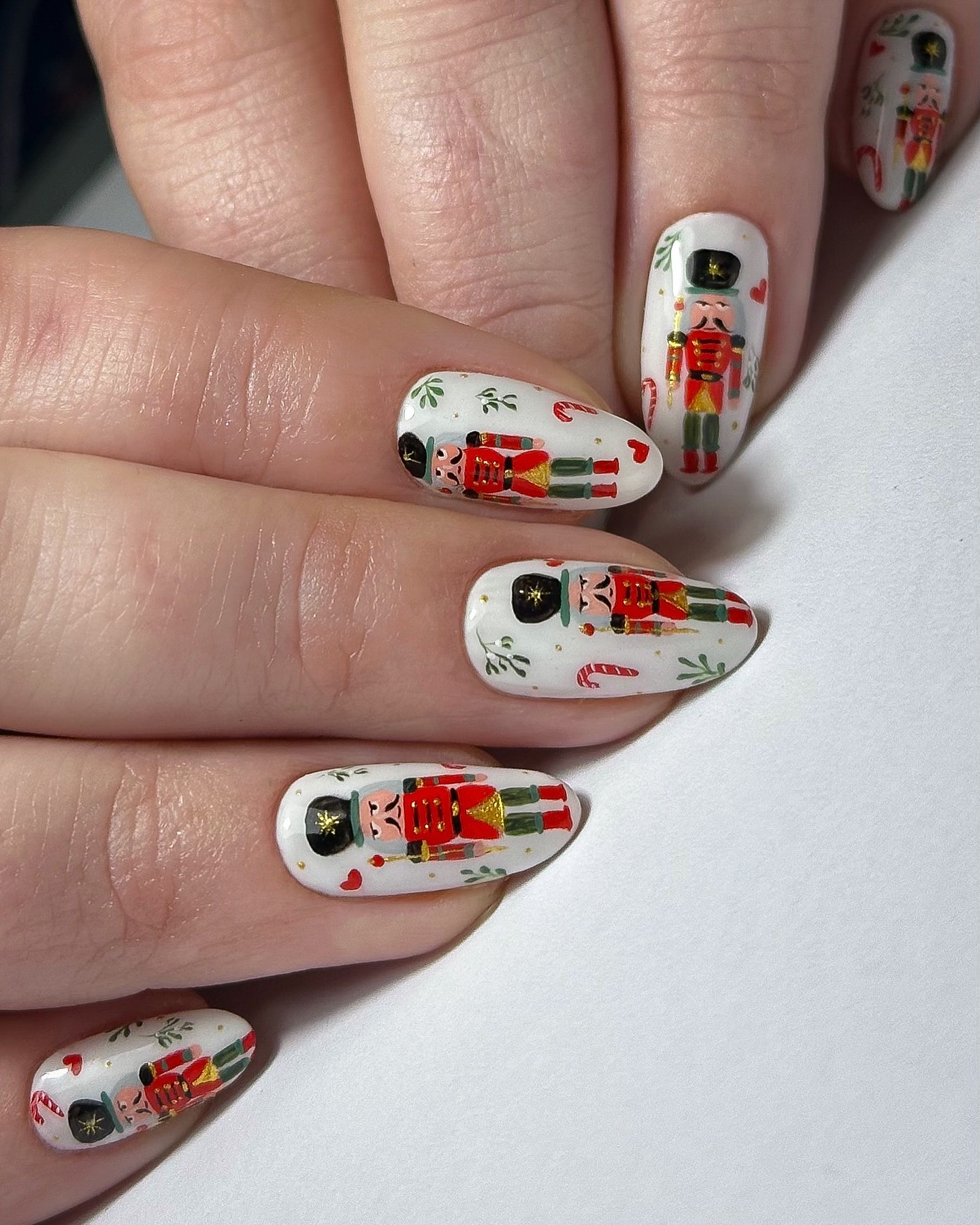 Classic Nutcracker Christmas Oval Nails