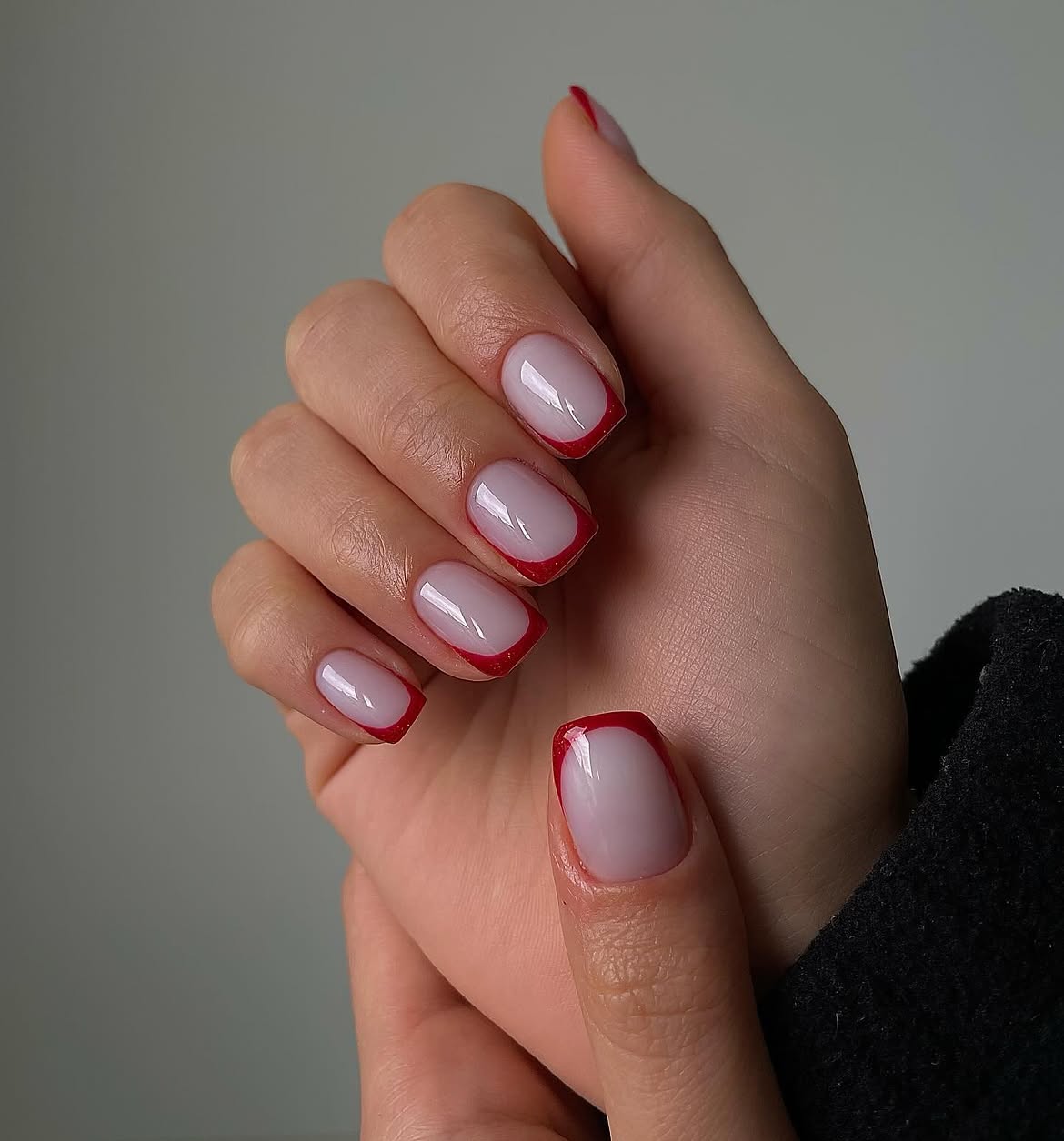 Classic Red Tip French Nails