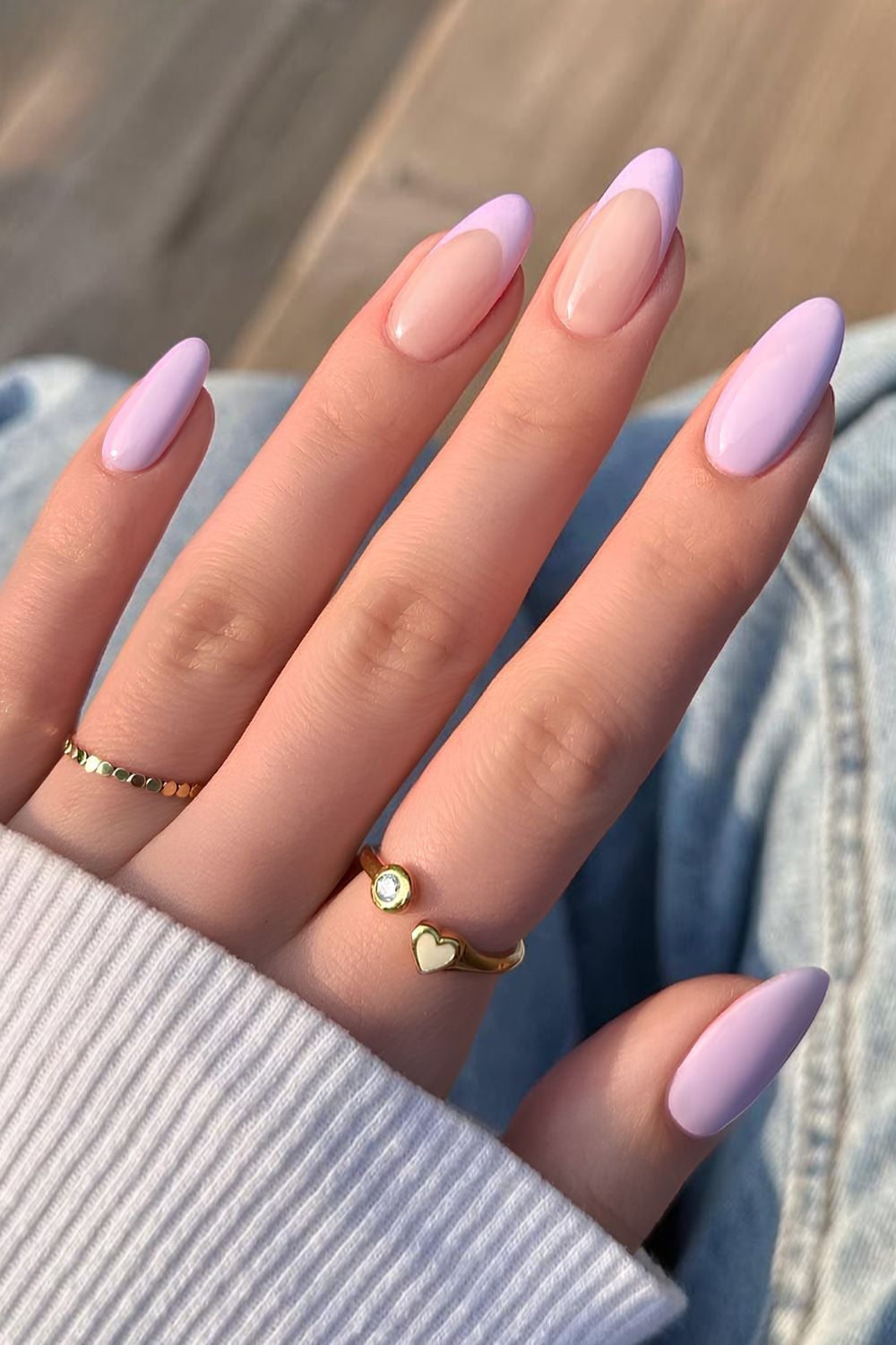 Delicate White Line French Almond Nails — Classy Almond Nails