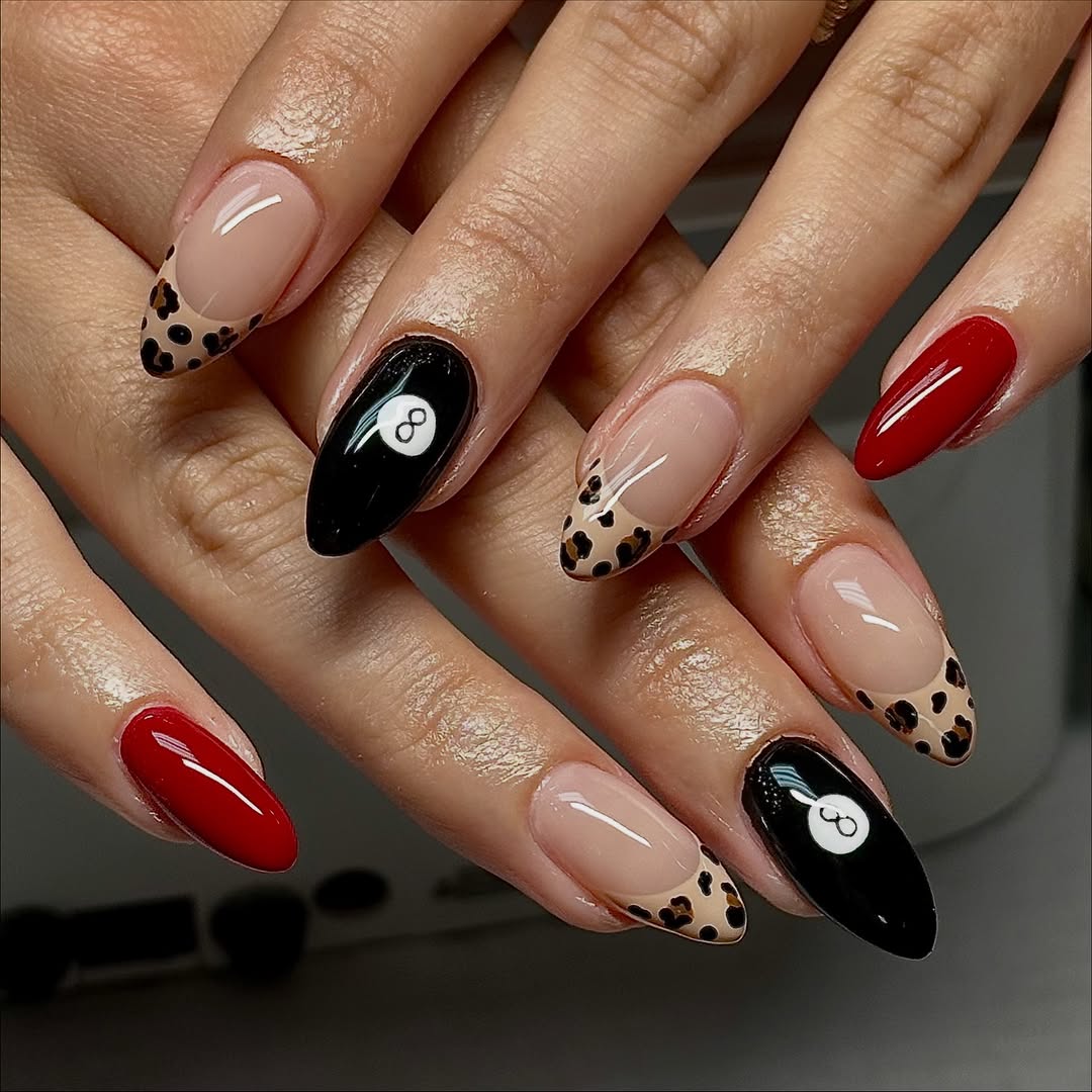 Mixed Print and Color Almond Nails — Classy Almond Nails