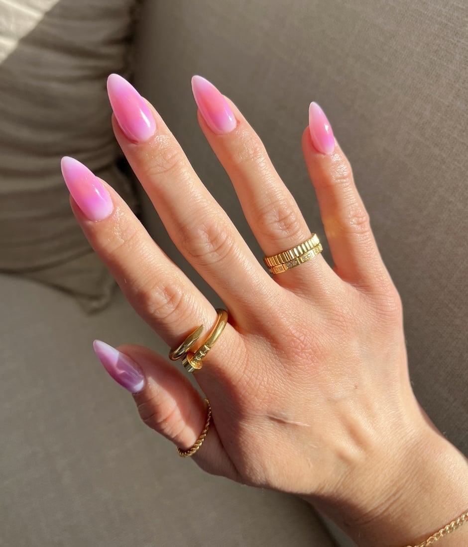 Pink to Lilac Gradient Almond Nails — Classy Almond Nails