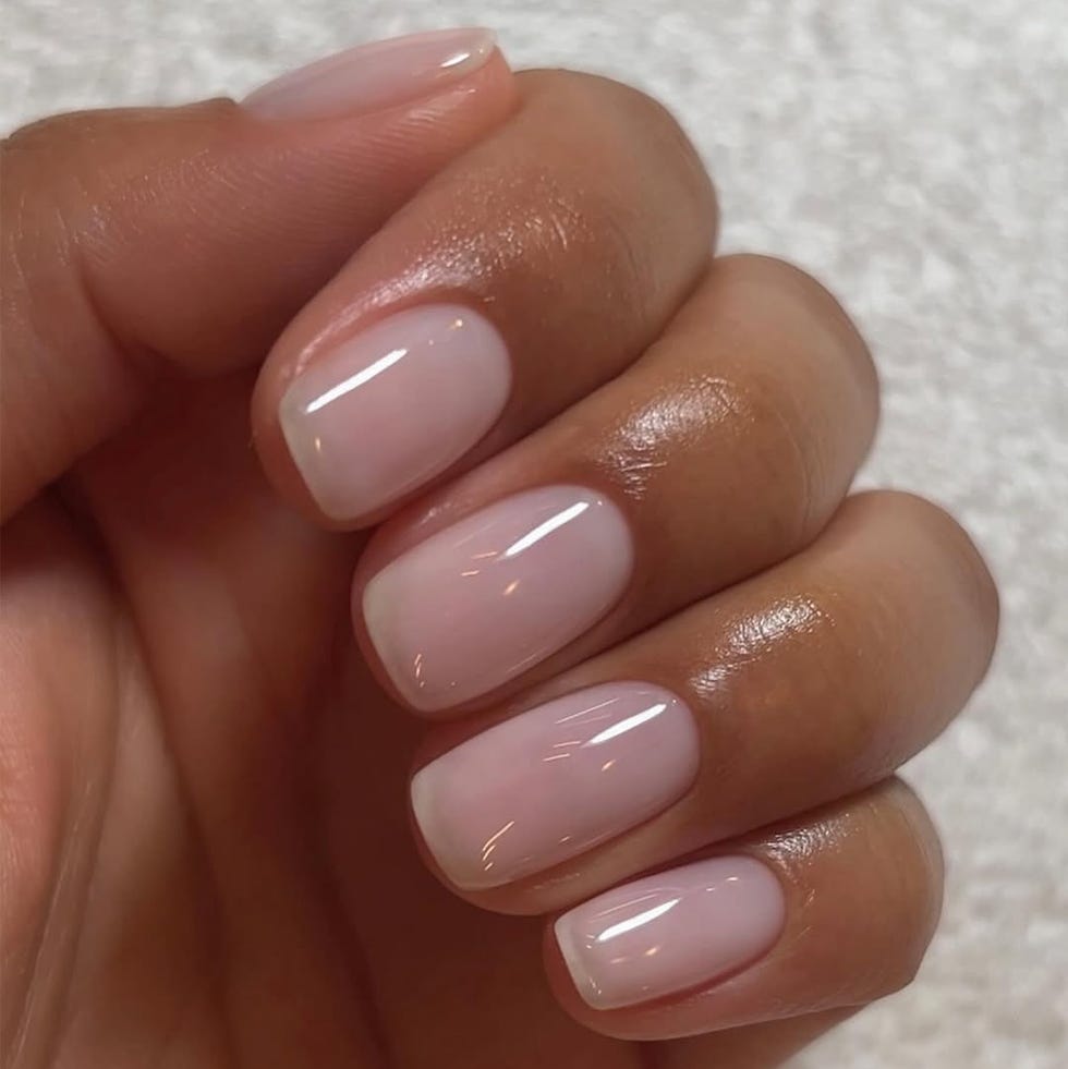 Sheer Milky Nude Soft Square Short Nails — Classy Nails