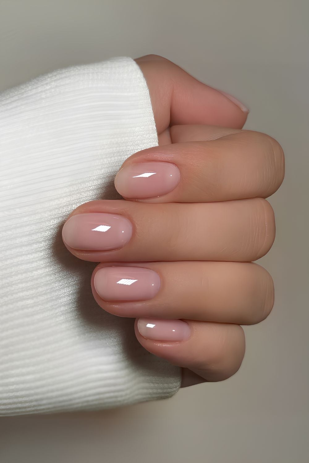 Sheer Nude Pink Short Oval Nails Sheer Nude Pink Short Oval Nails — Clean Girl Nails