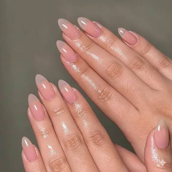 Sheer Nude Pink Short Almond Nails With Showcasing The Natural Sheer Nude Pink Short Almond Nails With Showcasing The Natural — Clean Girl Nails