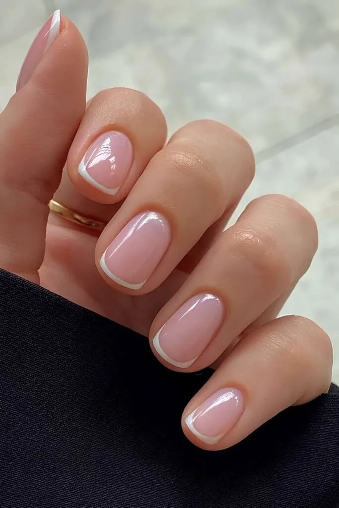 Nude Base With Thin White French Tip Nude Base With Thin White French Tip — Clean Girl Nails