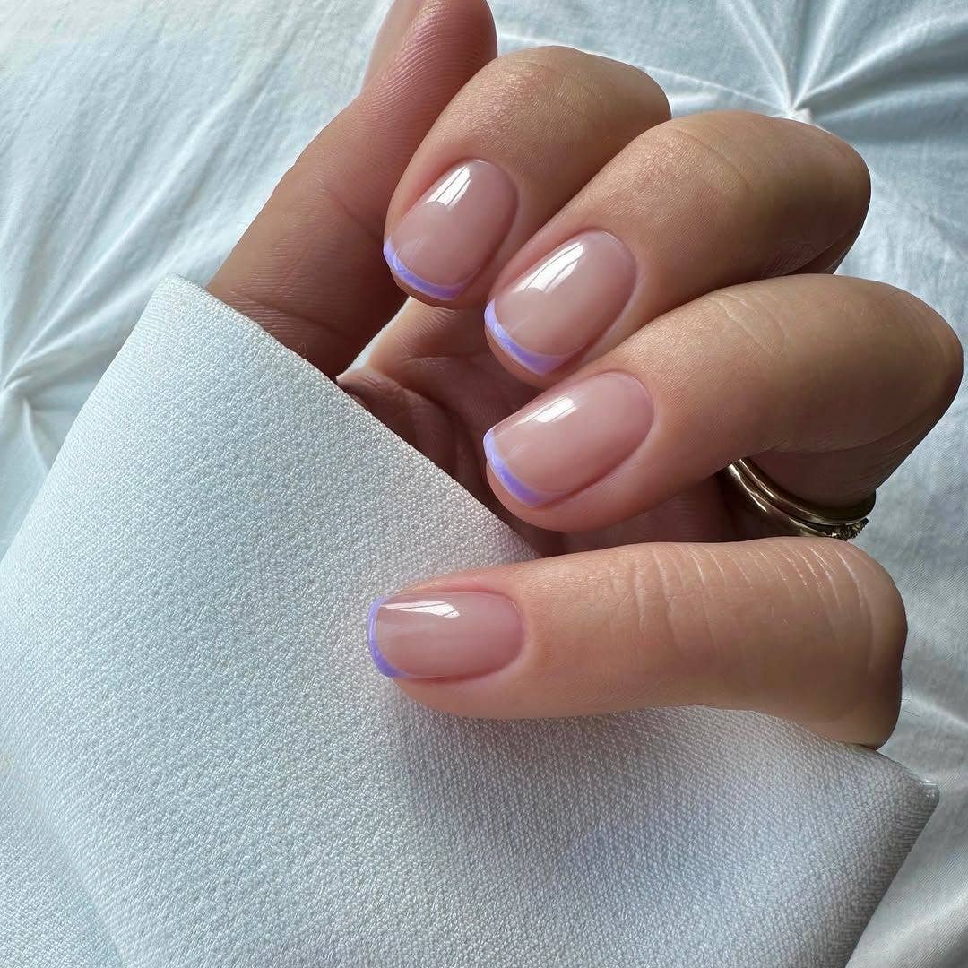 Nude With Pastel Purple French Tip Nude With Pastel Purple French Tip — Clean Girl Nails