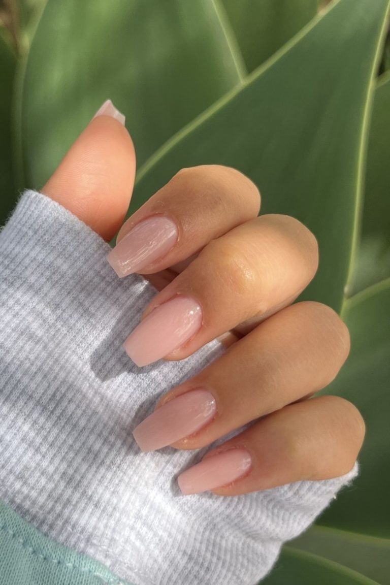 Milky Pink Nude Medium Soft Square Nails Milky Pink Nude Medium Soft Square Nails — Clean Girl Nails