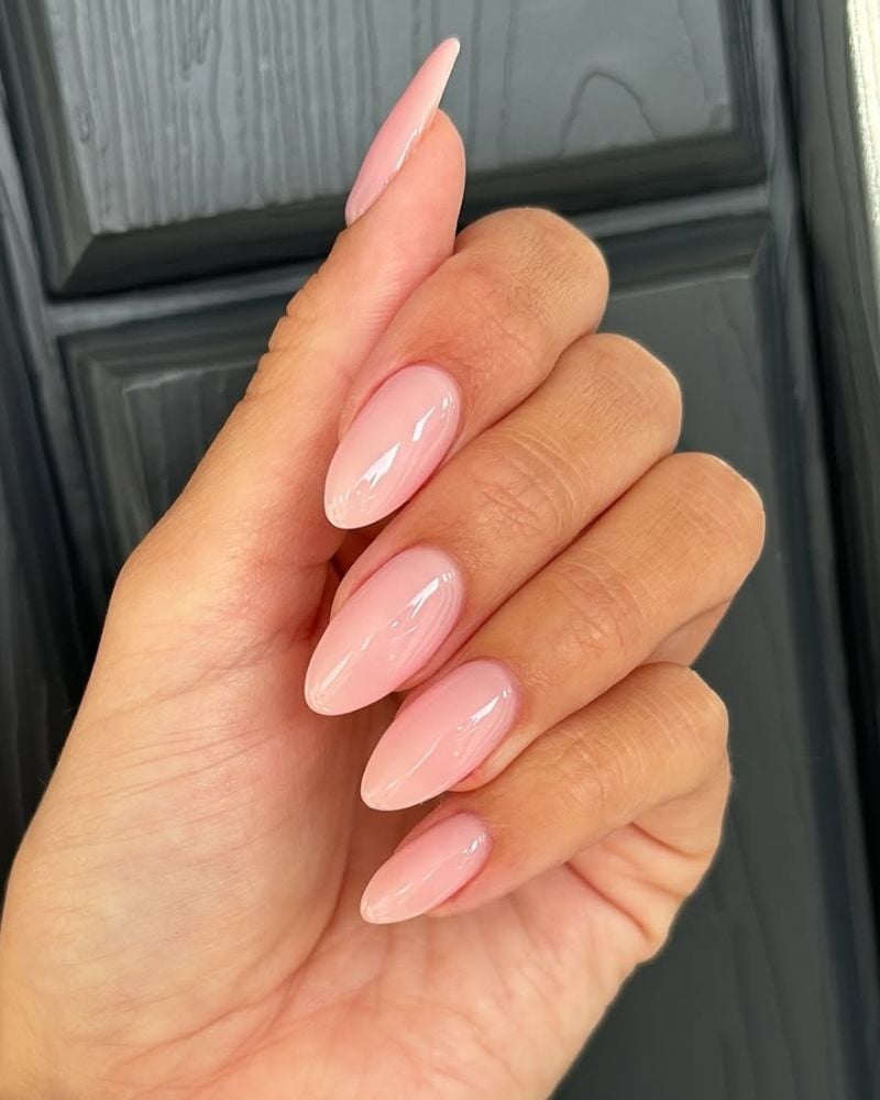 Sheer Nude With Silver Stud Accent Sheer Nude With Silver Stud Accent — Clean Girl Nails