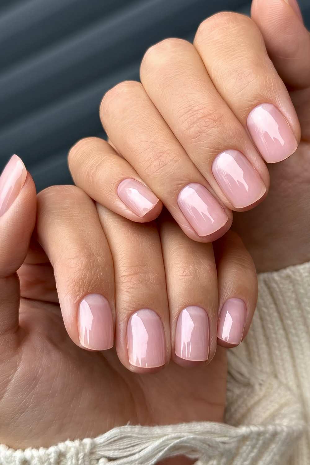 Translucent Milky Pink Short Square Nails, Glossy Translucent Milky Pink Short Square Nails, Glossy — Clean Girl Nails