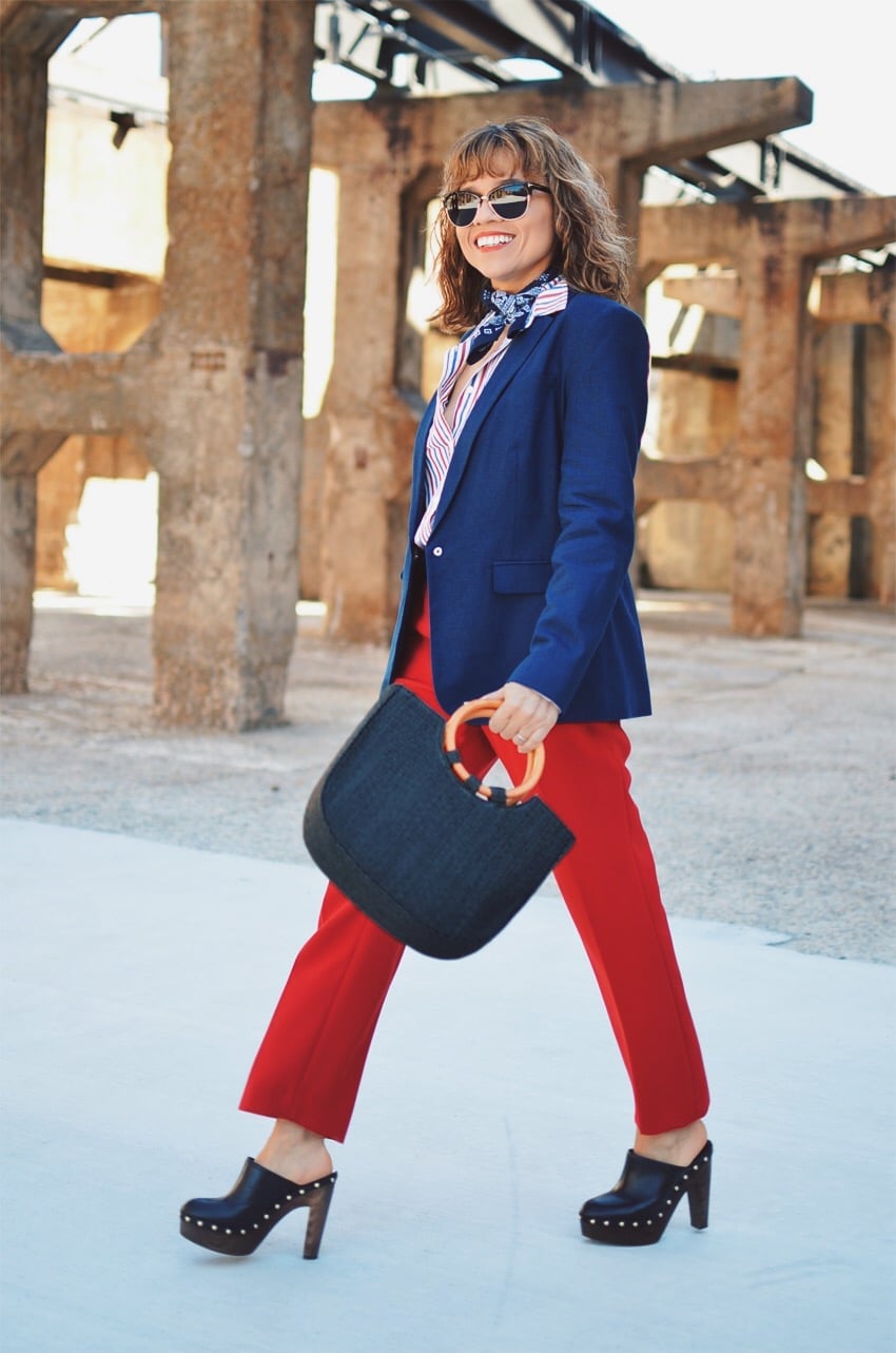 Platform Clogs with Red Trousers for Workwear Platform Clogs with Red Trousers for Workwear — Clogs Outfits