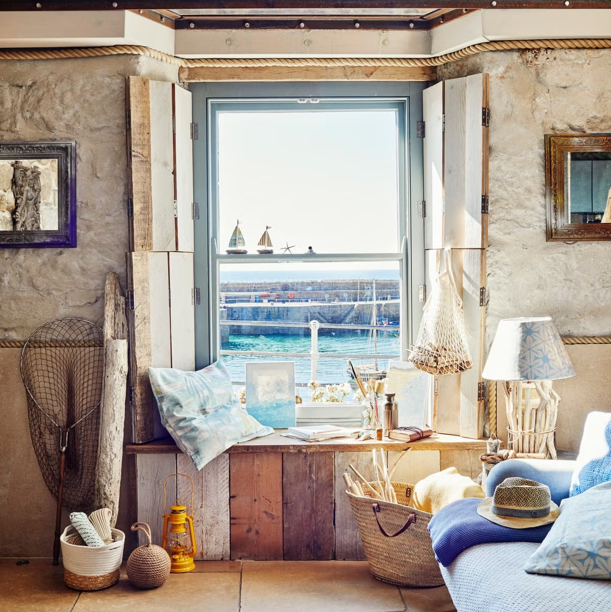 Interior With Nautical Accents and Ocean View — Coastal Style