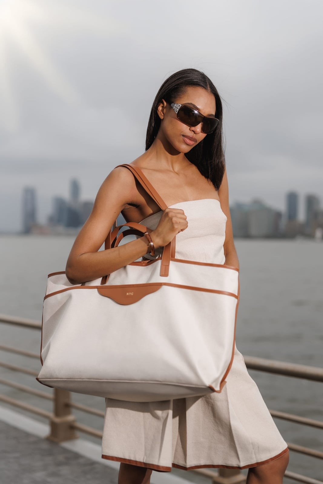 Beige Strapless Linen Jumpsuit for Casual Outing — Coastal Style