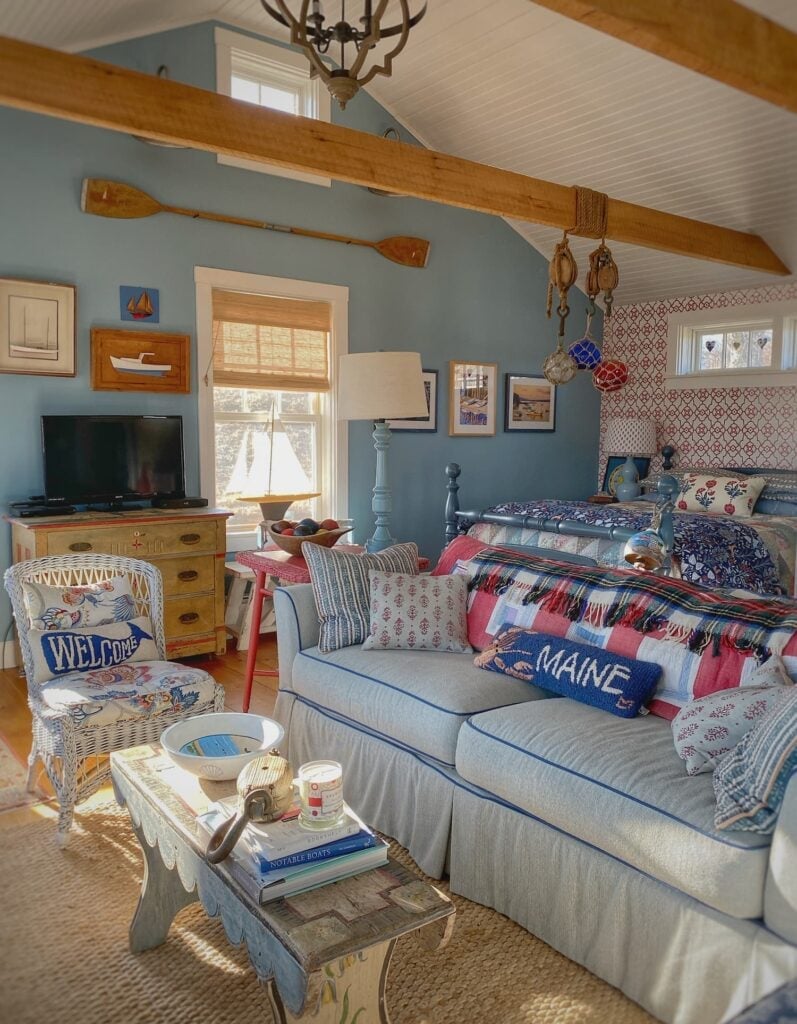 Nautical Themed Room With Striped Pillows — Coastal Style