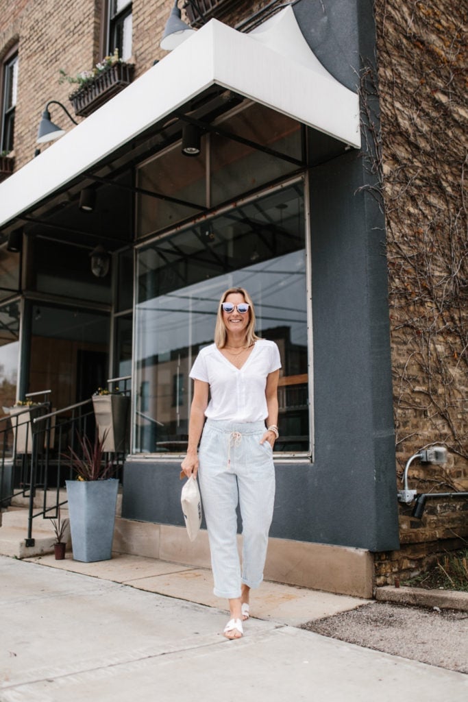 Striped Linen Pants and White T-Shirt for Breezy Style — Coastal Style