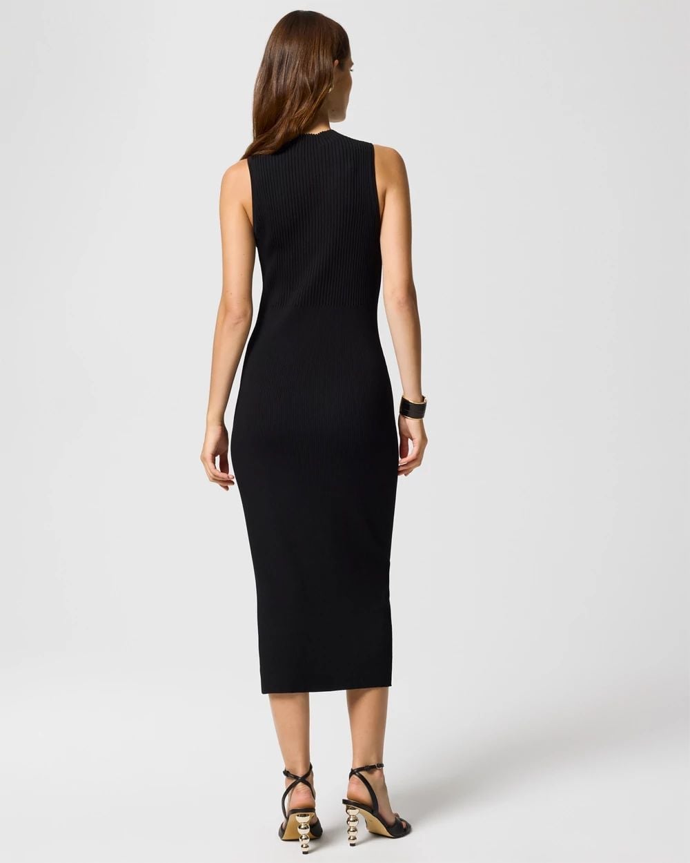 Black Ribbed Knit Fitted Midi Dress Black Ribbed Knit Fitted Midi Dress — Cocktail Dresses