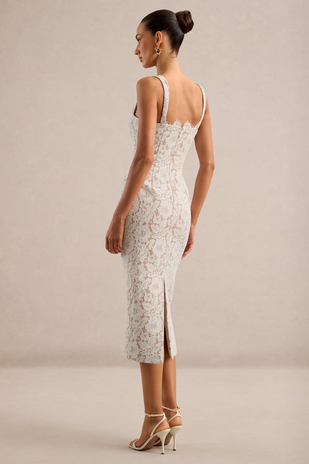 Ivory Lace Sheath Dress With Pencil Skirt Ivory Lace Sheath Dress With Pencil Skirt — Cocktail Dresses