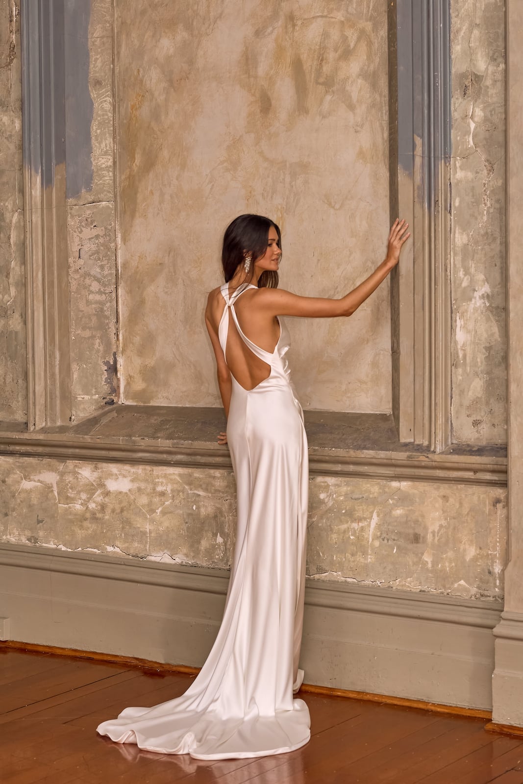 Ivory Satin Slip Dress with Open Back — Cocktail Dresses Wedding