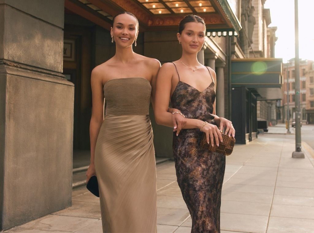 Beige Strapless Dress with Ruched Bodice and Satin Skirt — Cocktail Dresses Wedding Guest