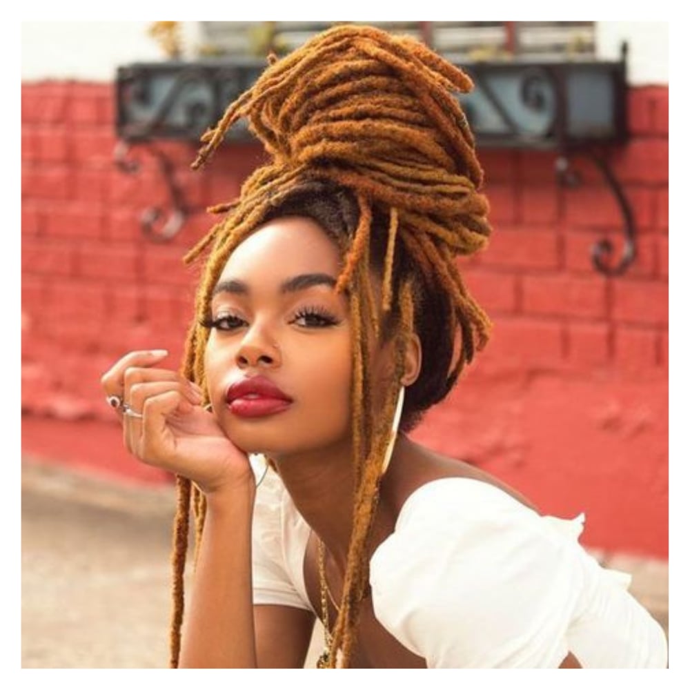 Honey Blonde High Stacked Updo Honey Blonde High Stacked Updo — Color Locs