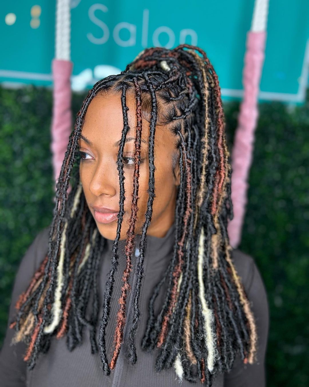 Multi-Colored Faux Locs Ponytail Multi-Colored Faux Locs Ponytail — Color Locs