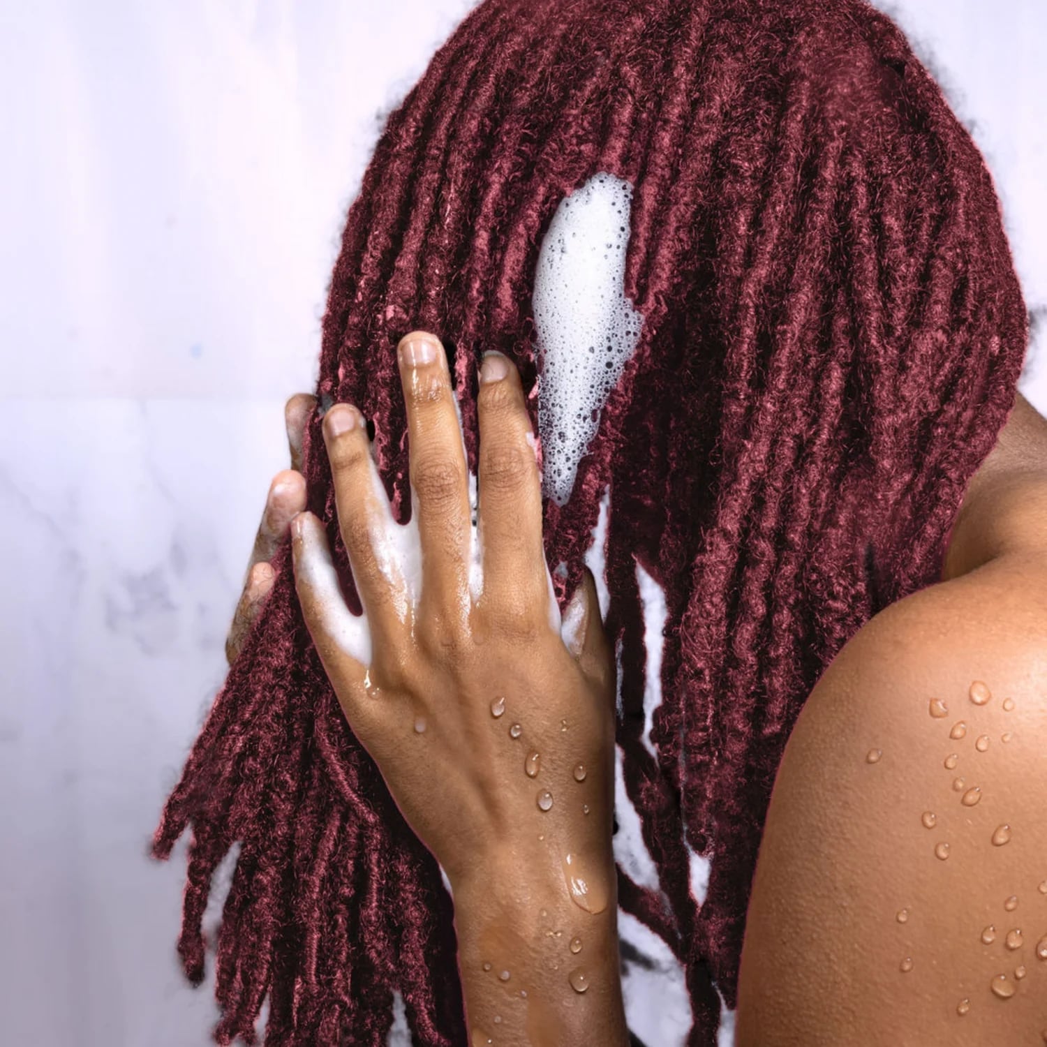 Deep Burgundy Shoulder Length Locs Deep Burgundy Shoulder Length Locs — Color Locs
