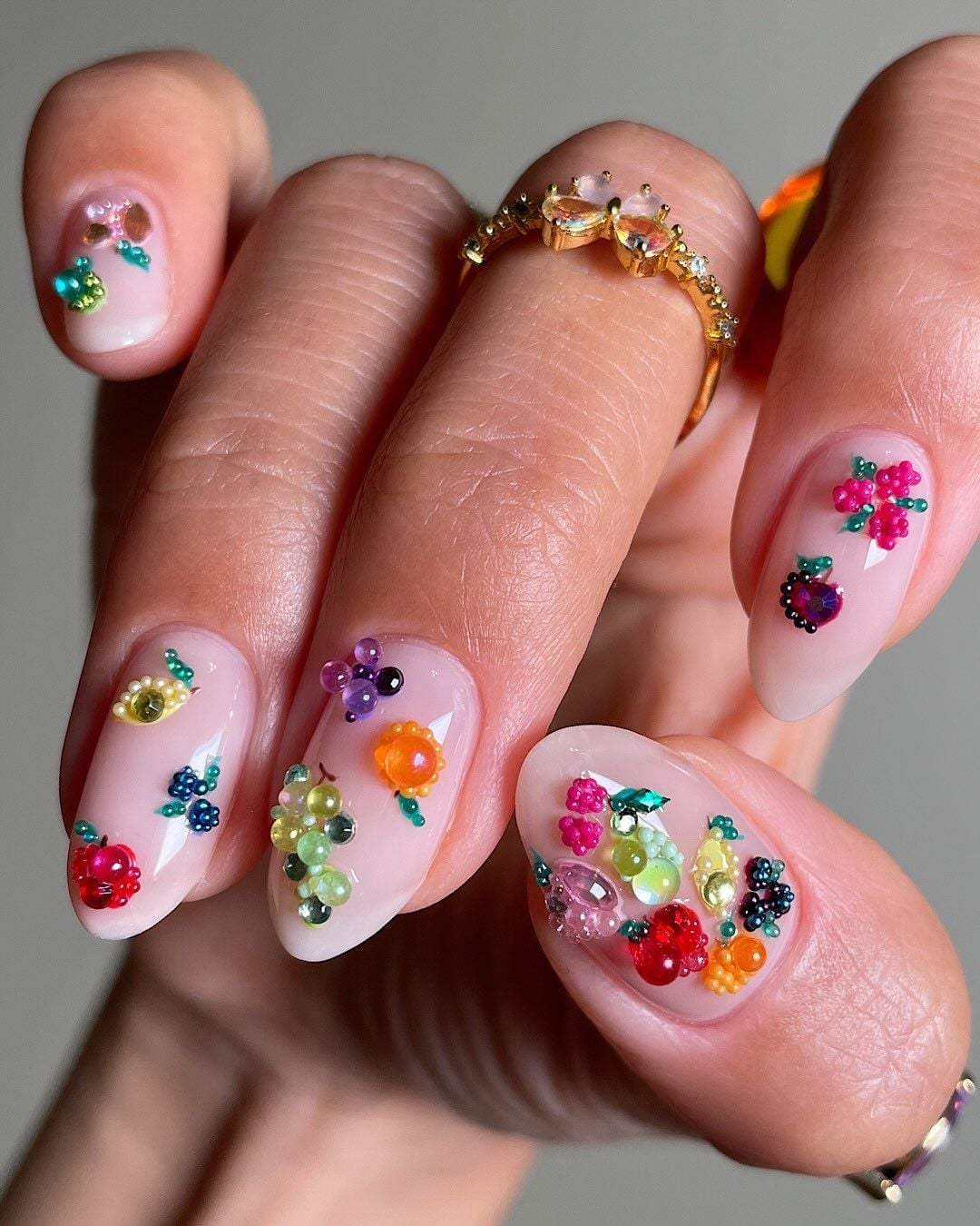 Fruit Charms Short Oval Nails Fruit Charms Short Oval Nails — Colorful Nails
