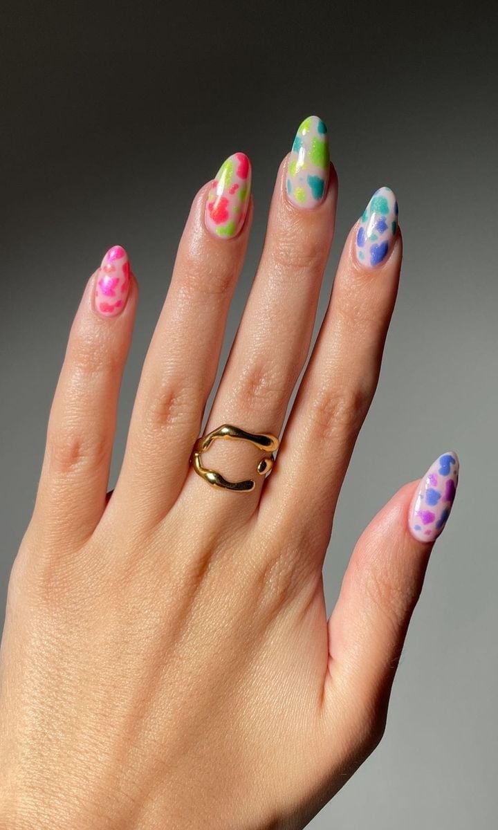 Intense Neon Short Almond Nails Intense Neon Short Almond Nails — Colorful Nails