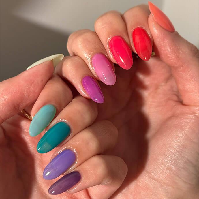 Jelly Rainbow Short Almond Nails Jelly Rainbow Short Almond Nails — Colorful Nails