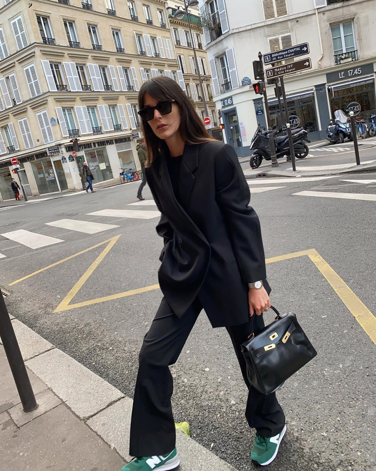 Oversized Black Blazer with Matching Wide-Leg Trousers — Conference Outfits