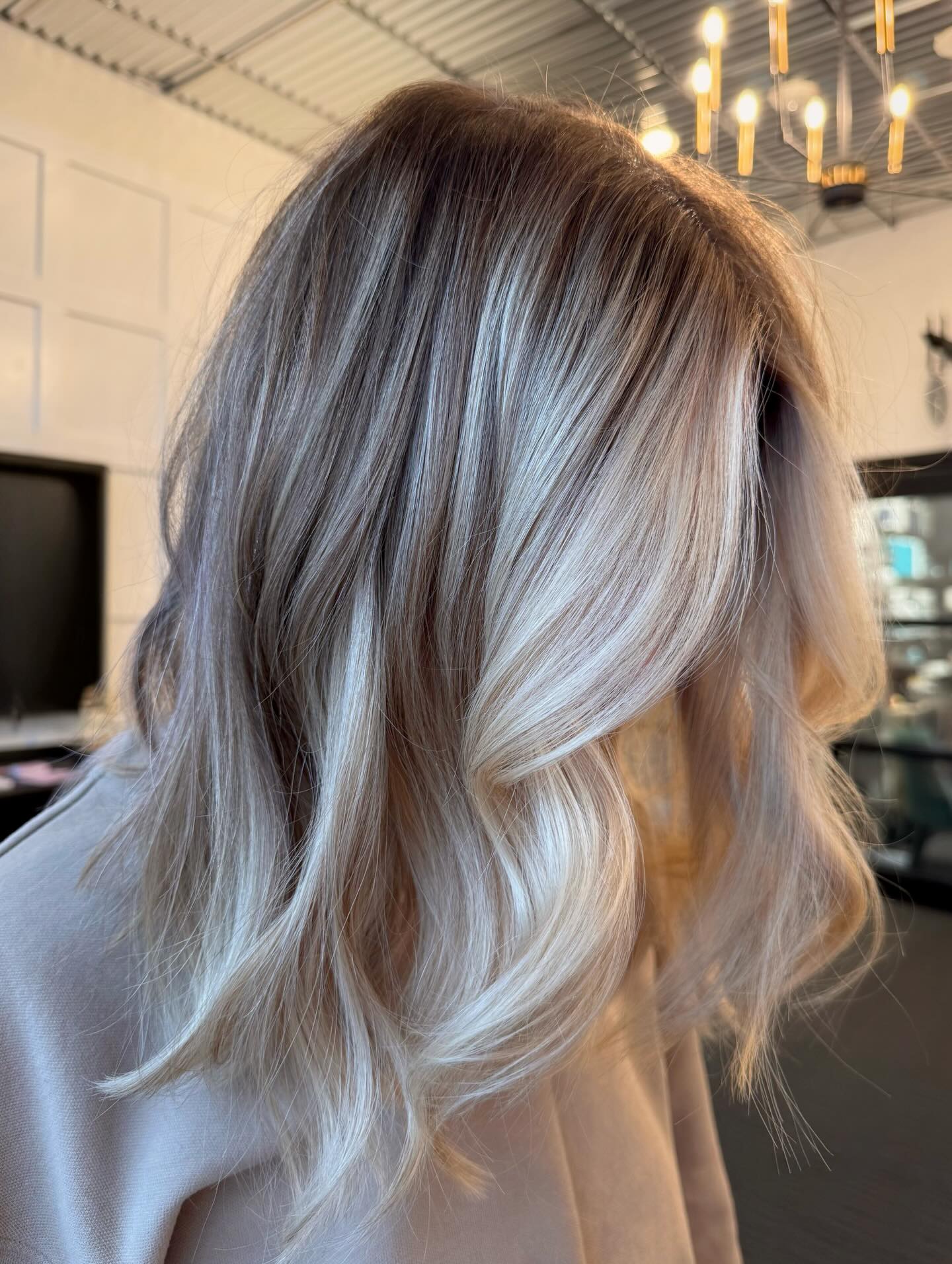 Cool Ash Blonde Balayage With Soft Waves