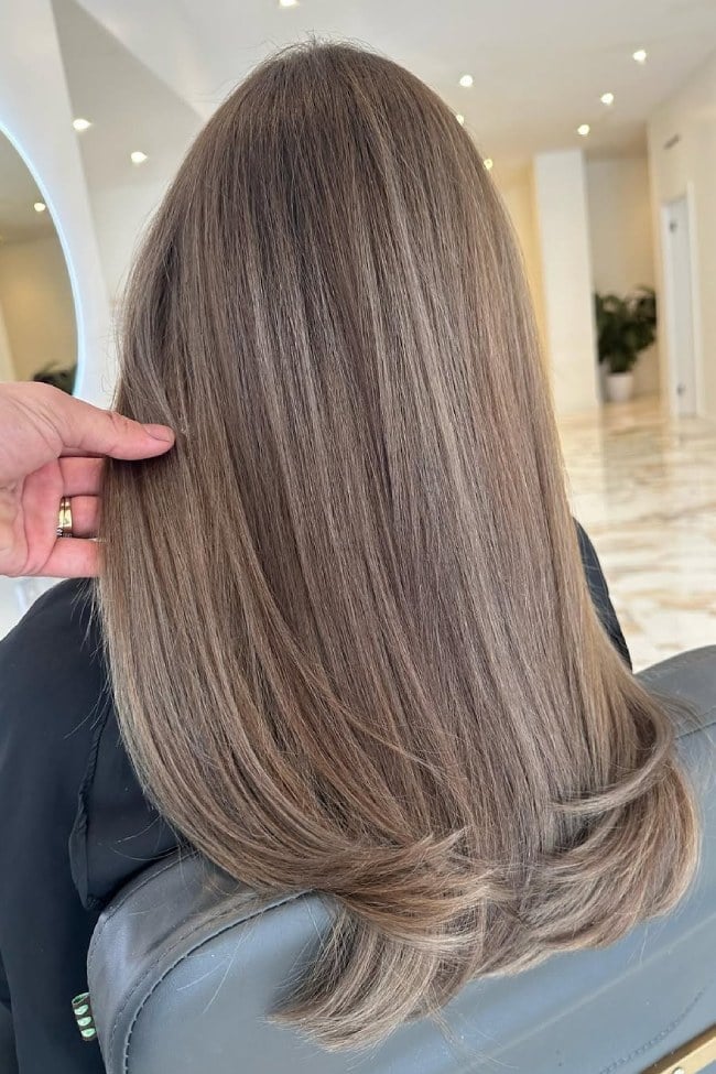 Taupe Mushroom Brown With Ash Highlights Taupe Mushroom Brown With Ash Highlights — Cool Brown Hair