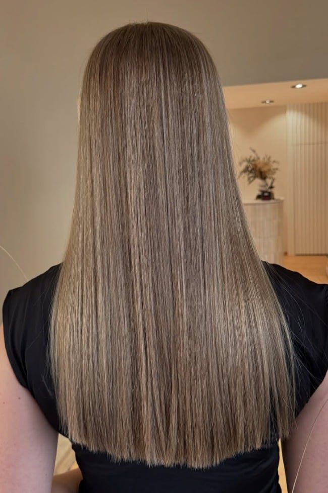 Shoulder-Length Shag With Curtain Bangs Shoulder-Length Shag With Curtain Bangs — Cool Brown Hair