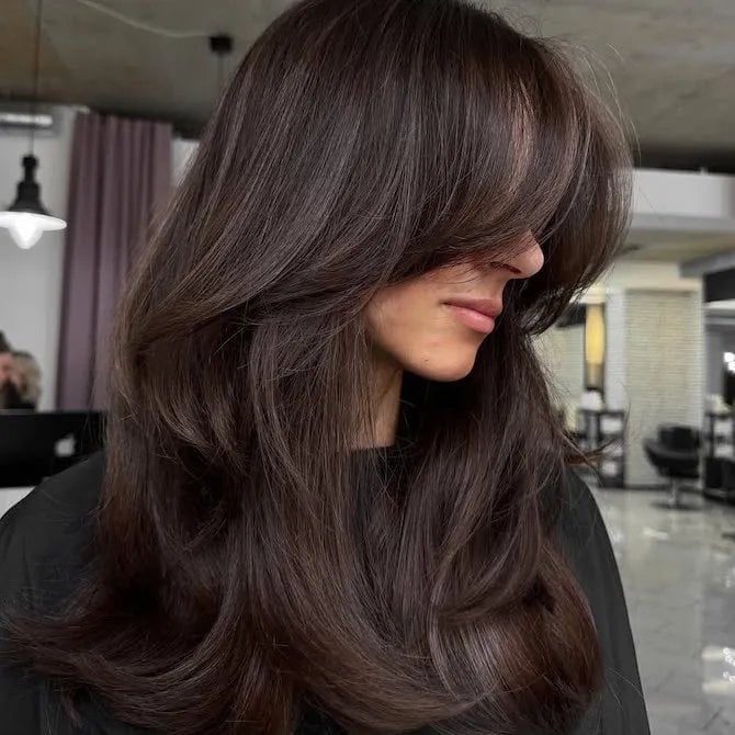 Dark Brown With Cool-Toned Face-Framing Layers Dark Brown With Cool-Toned Face-Framing Layers — Cool Brown Hair
