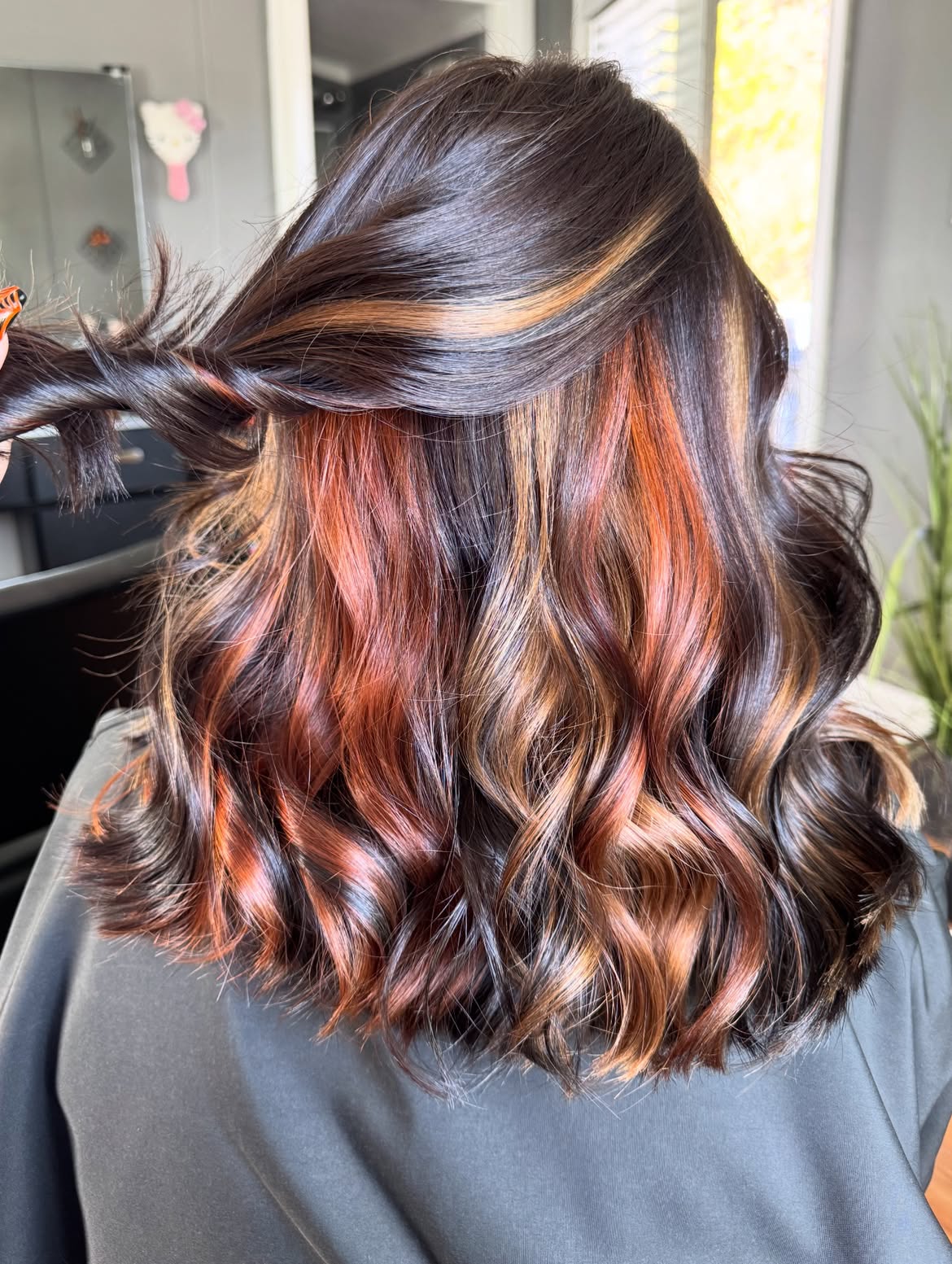 Copper and Honey Balayage With Loose Waves