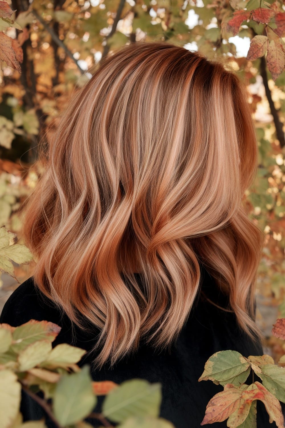 Collarbone Lob With Copper Base And Blonde Highlights — Copper Hair with Blonde
