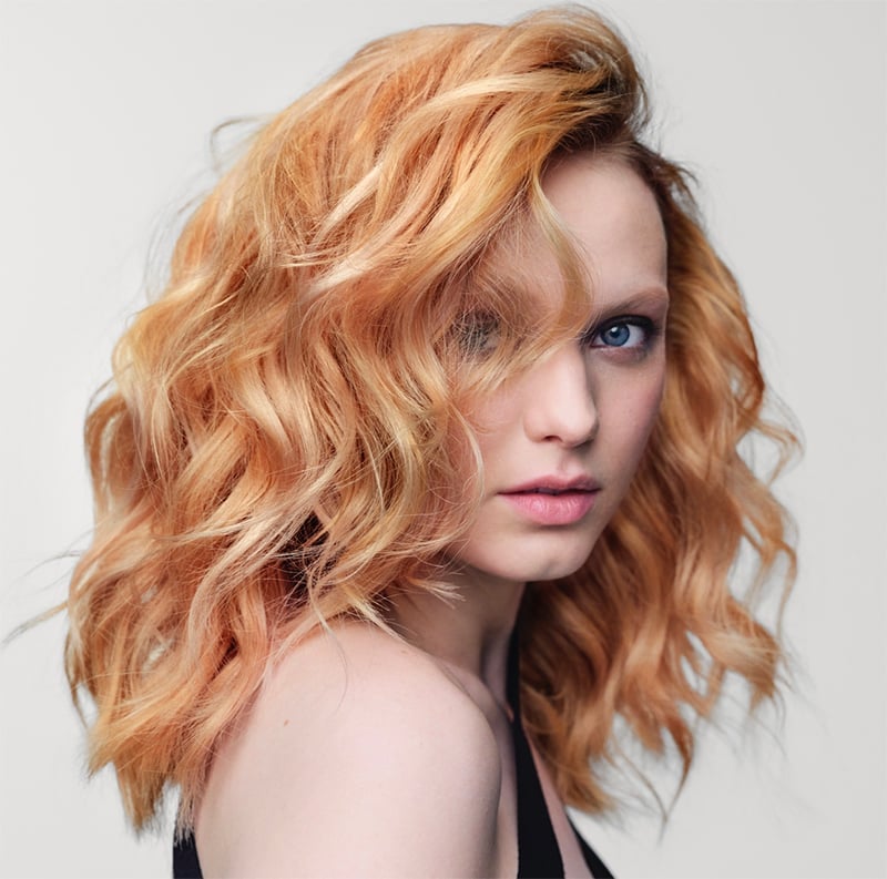 Shoulder Length Bob With Vibrant Copper And Blonde, Close-Up Take — Copper Hair with Blonde