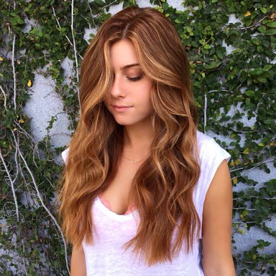 Collarbone Long Layers With Muted Copper And Blonde Highlights — Copper Hair with Blonde