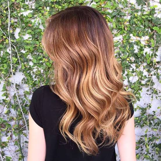 Mid-Back Copper Base With Blonde Balayage, Close-Up Take — Copper Hair with Blonde