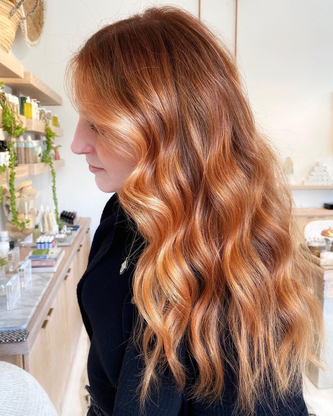 Mid-Back Copper Balayage With Blonde Highlights and Creating A Rich — Copper Hair with Blonde