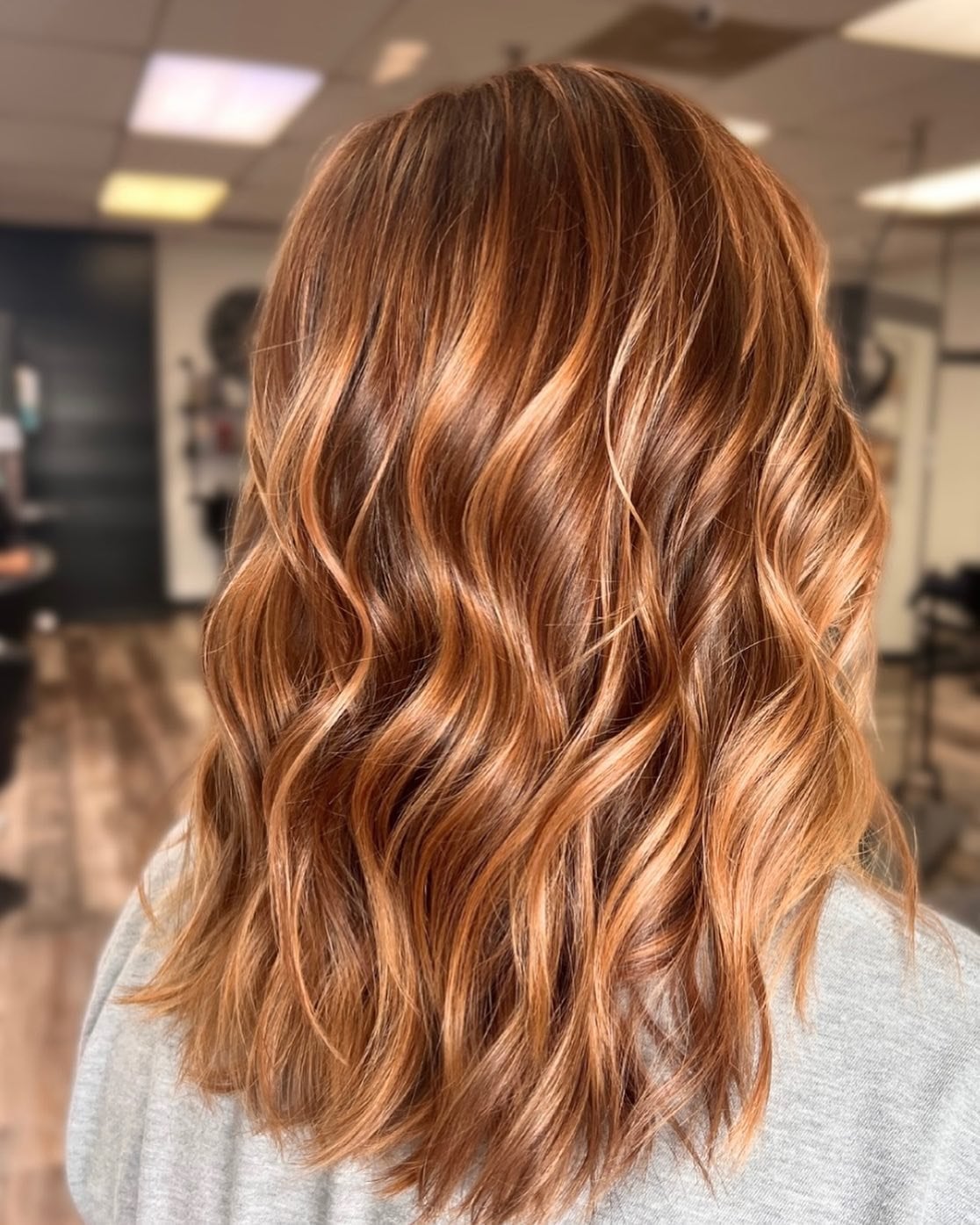 Collarbone Layers With Copper Blonde Blend And Highlights — Copper Hair with Blonde